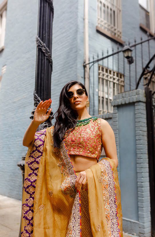 Chiffon Lehenga Adorned with Resham Work with a Silk Choli