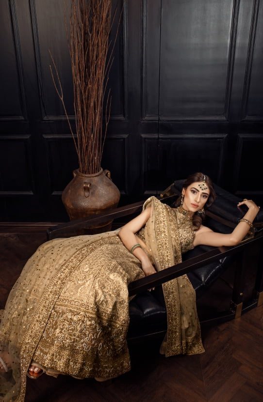 Bridal Classic Lehenga Choli Embellished in Zardozi Gold Work