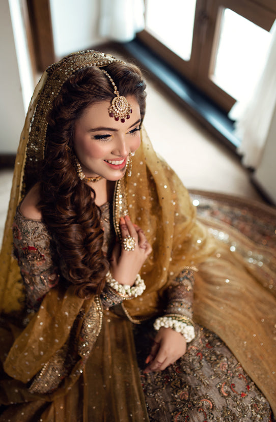 Bridal Embroidered Pishwas Paired with a Lehenga and Dupatta