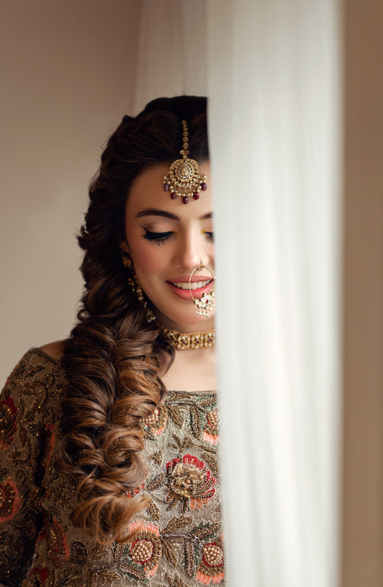 Bridal Embroidered Pishwas Paired with a Lehenga and Dupatta