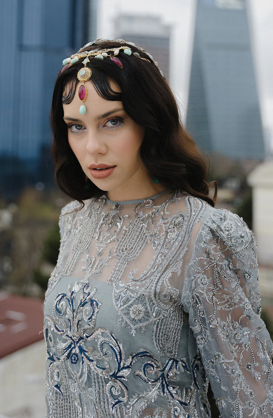 Veilora - Straight Embellished Shirt Paired with Azaar Pants and A Veil