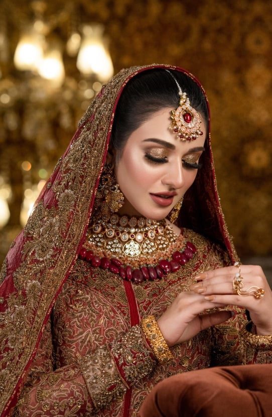 Bridal Traditional Embellished Ensemble with a Handcrafted Shawl