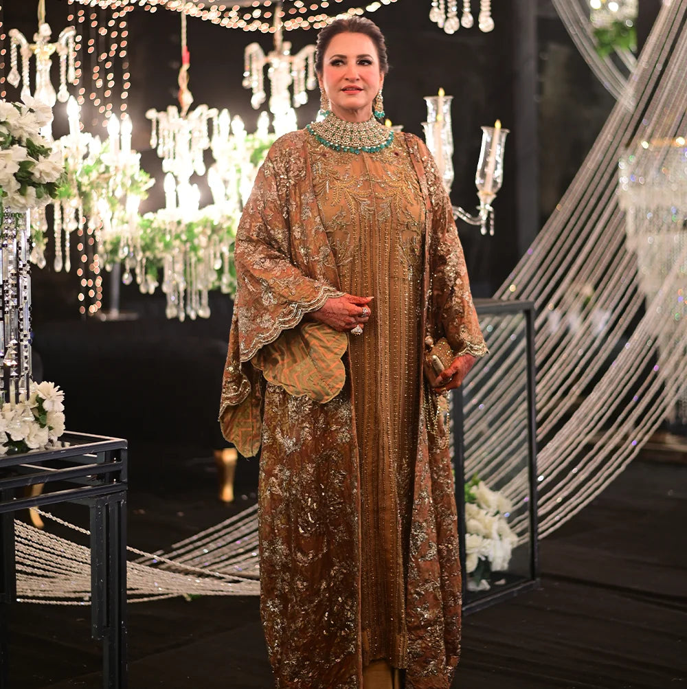 Saba faisal wearing wedding formal of HSY