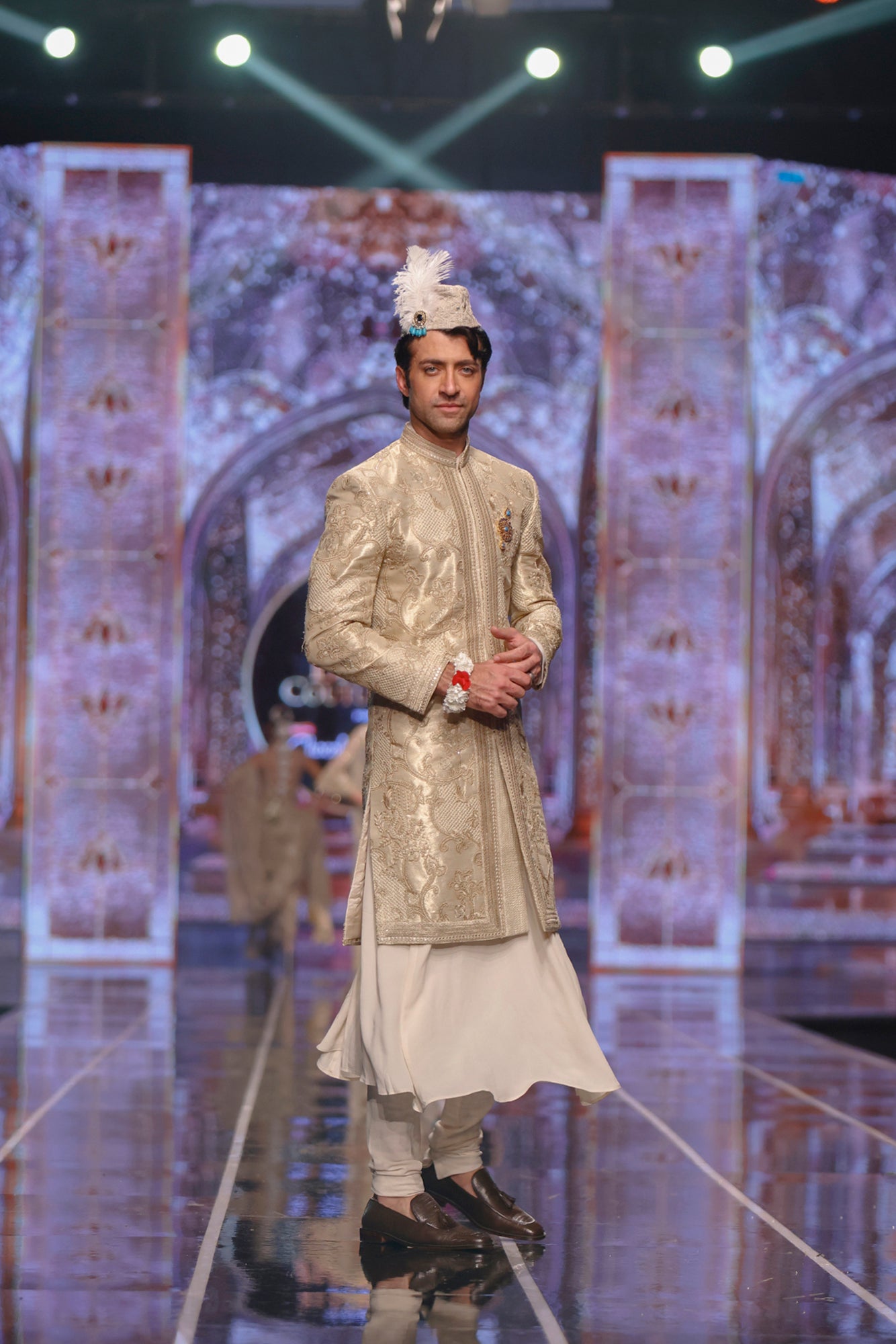Pakistani designer style chiffon anarkali and churidaar pants.