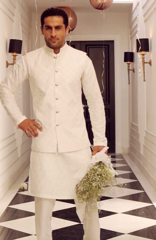 Embroidered Waistcoat with a Self-printed Kurta and Pajama