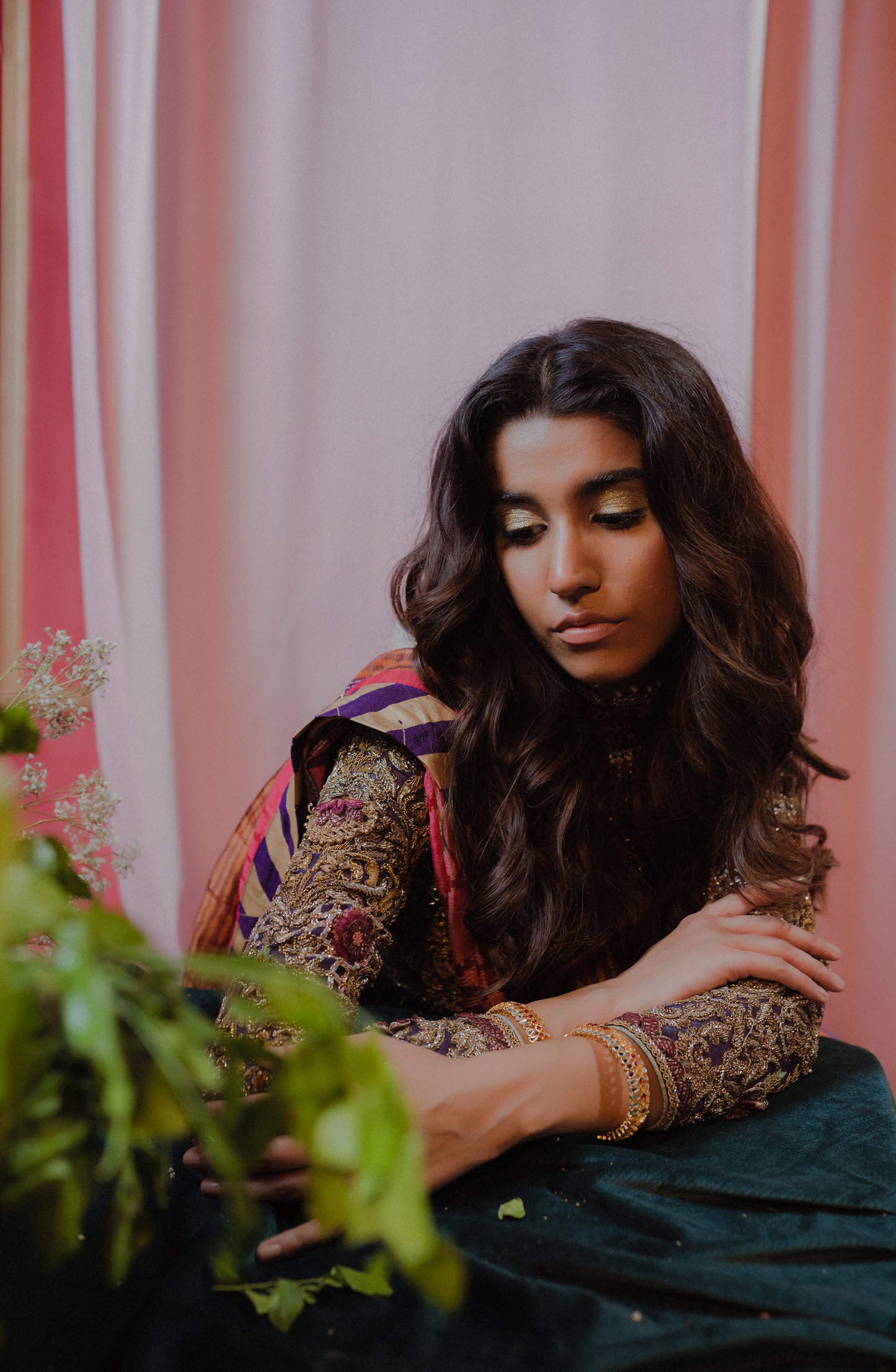 Amethyst Jazz - A Multilayered Lehenga Saree with Peplum Top & Palazzo Pants