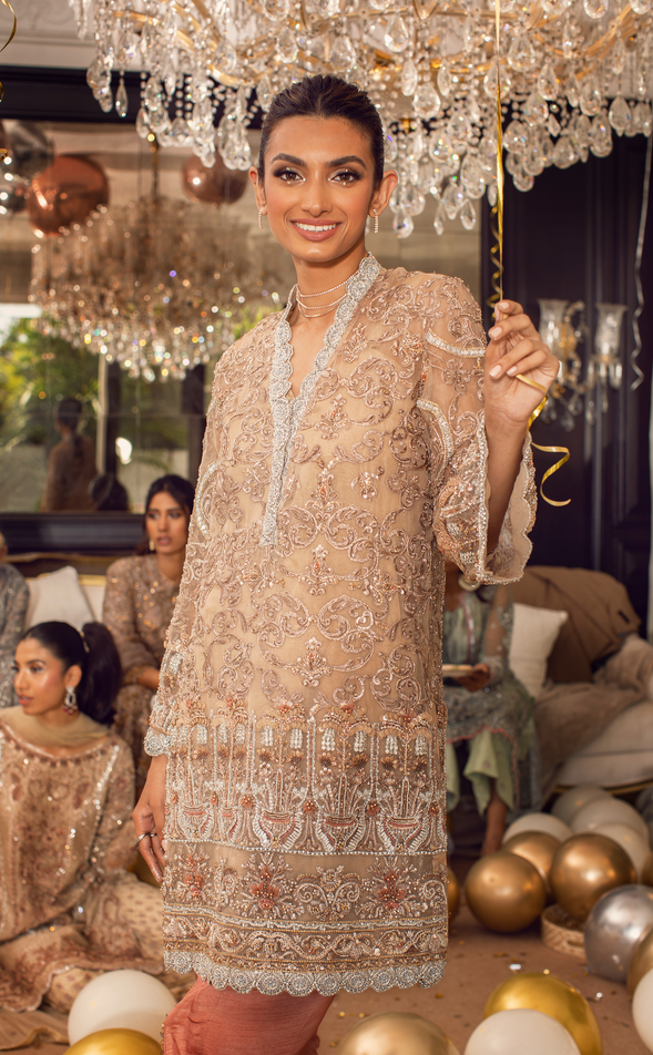 Corlisse - Embellished Shirt Paired with Tulip Shalwar and Dupatta