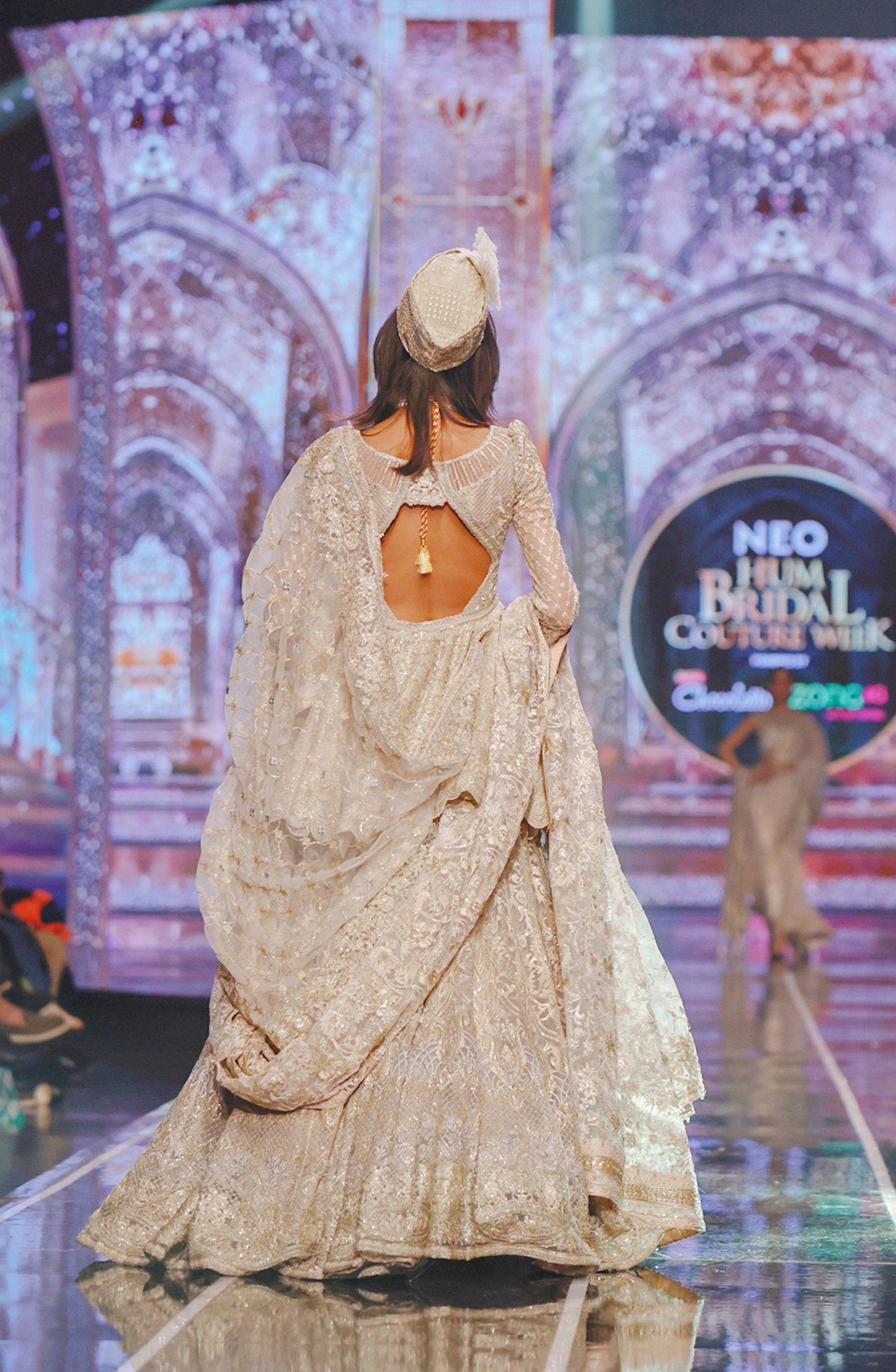 Traditional ethnic look in BCW-02 net peplum lehenga ensemble.