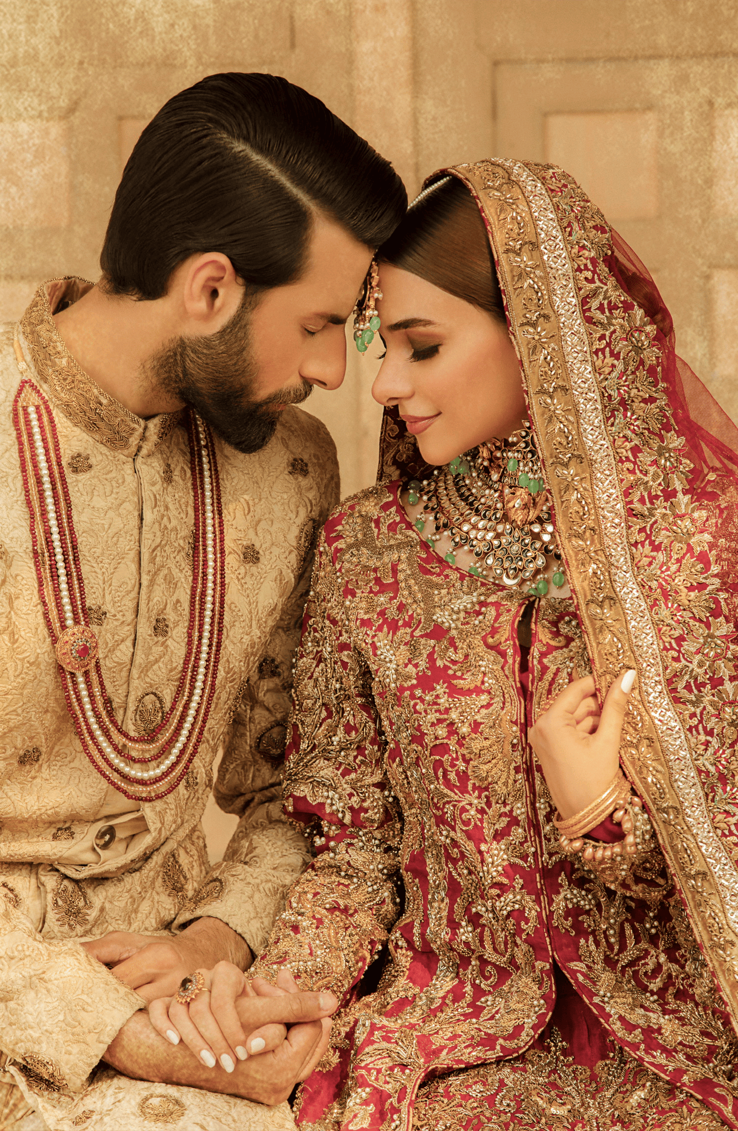 Traditionally Embroidered Beige Sherwani HSY Designer sherwani for Groom
