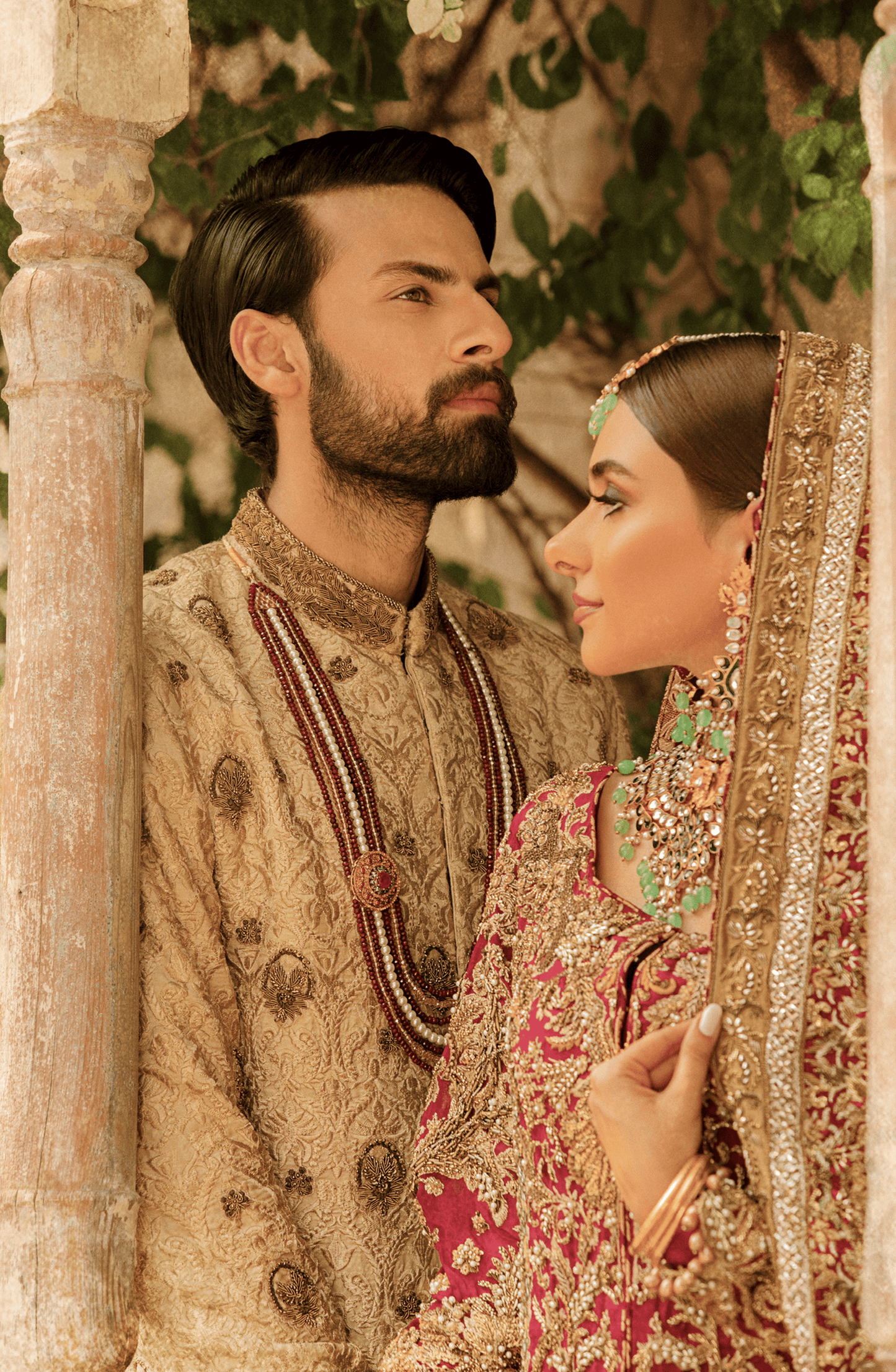 Traditionally Embroidered Beige Sherwani HSY Designer sherwani for Groom