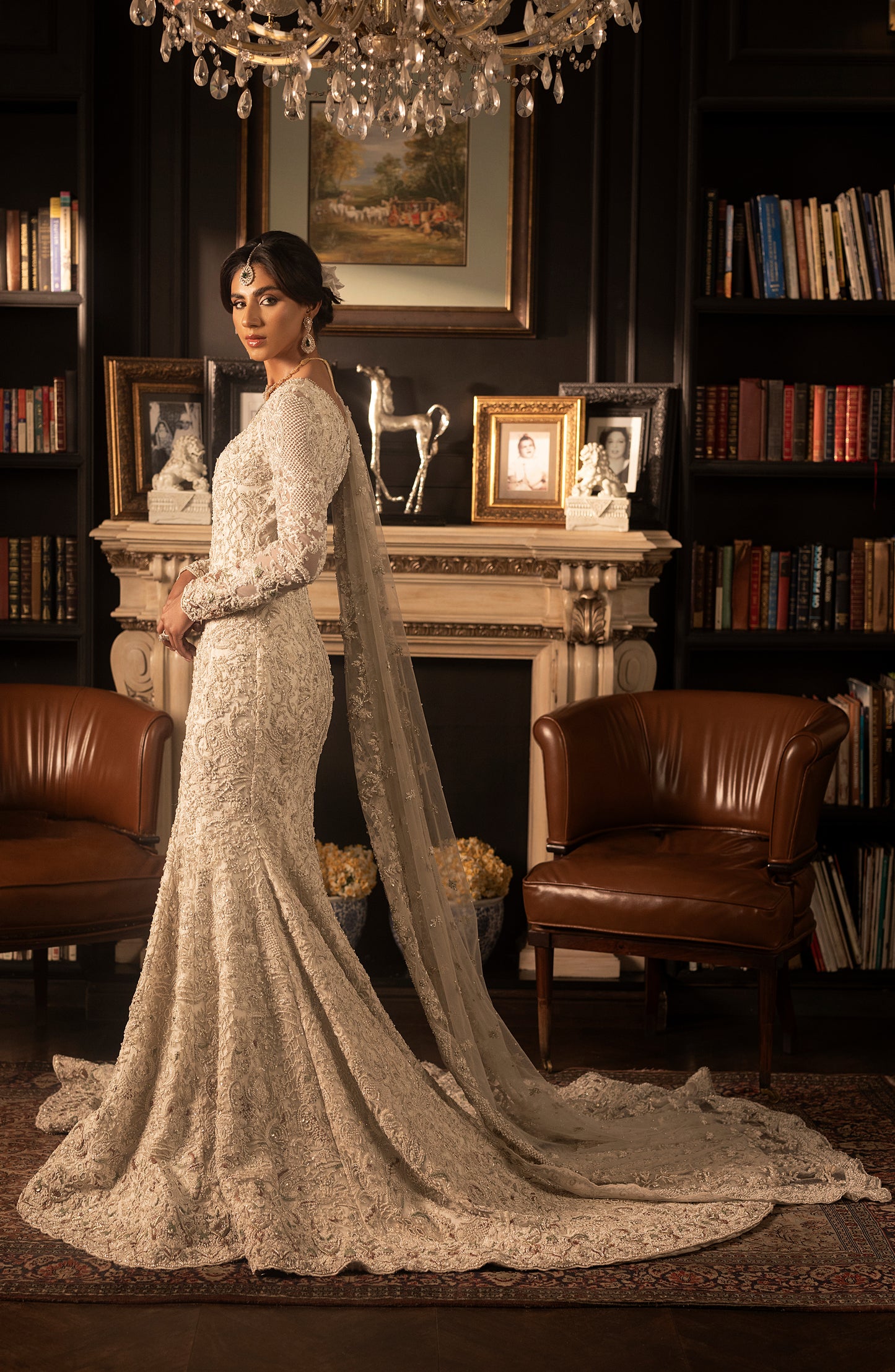 HSY Bridal lehenga online - a luxury couture-Bodice design of ivory white wedding gown with intricate embellishment