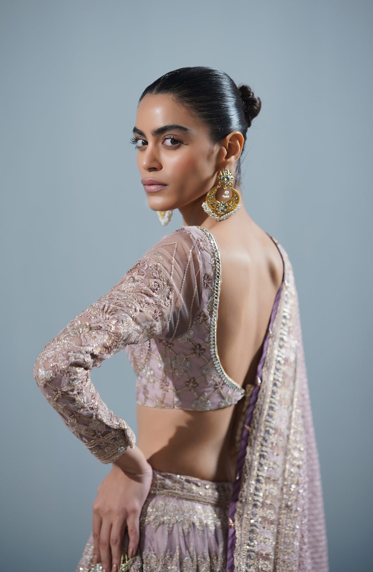 HSY Trousseau Lehenga Choli in USA-Designer blouse from lavender haze lehenga featuring intricate embroidery.