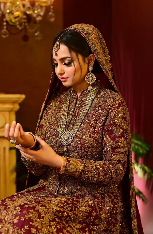 Bridal HSY Signature Fully Embellished Antique Gold Lehenga Choli