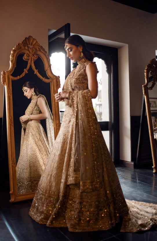 Bridal Classic Lehenga Choli Embellished in Zardozi Gold Work