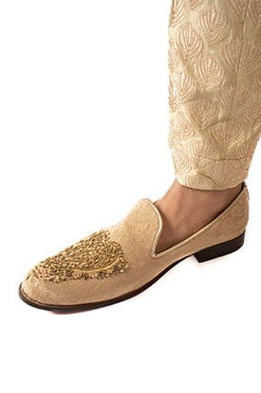 Hand Embroidered Slip-on Festive Loafers-Velvet slip-on loafers with elegant hand embroidered front design