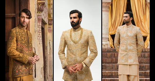 HSY Designer Pakistani Prince coat designs from Pakistan in USA online
