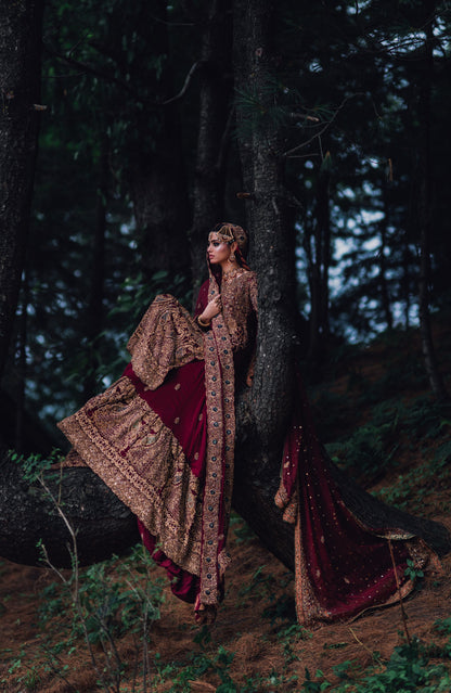 Ruqayyah - HSY Signature Bridal Ensemble with Handcrafted Gold Embroidery