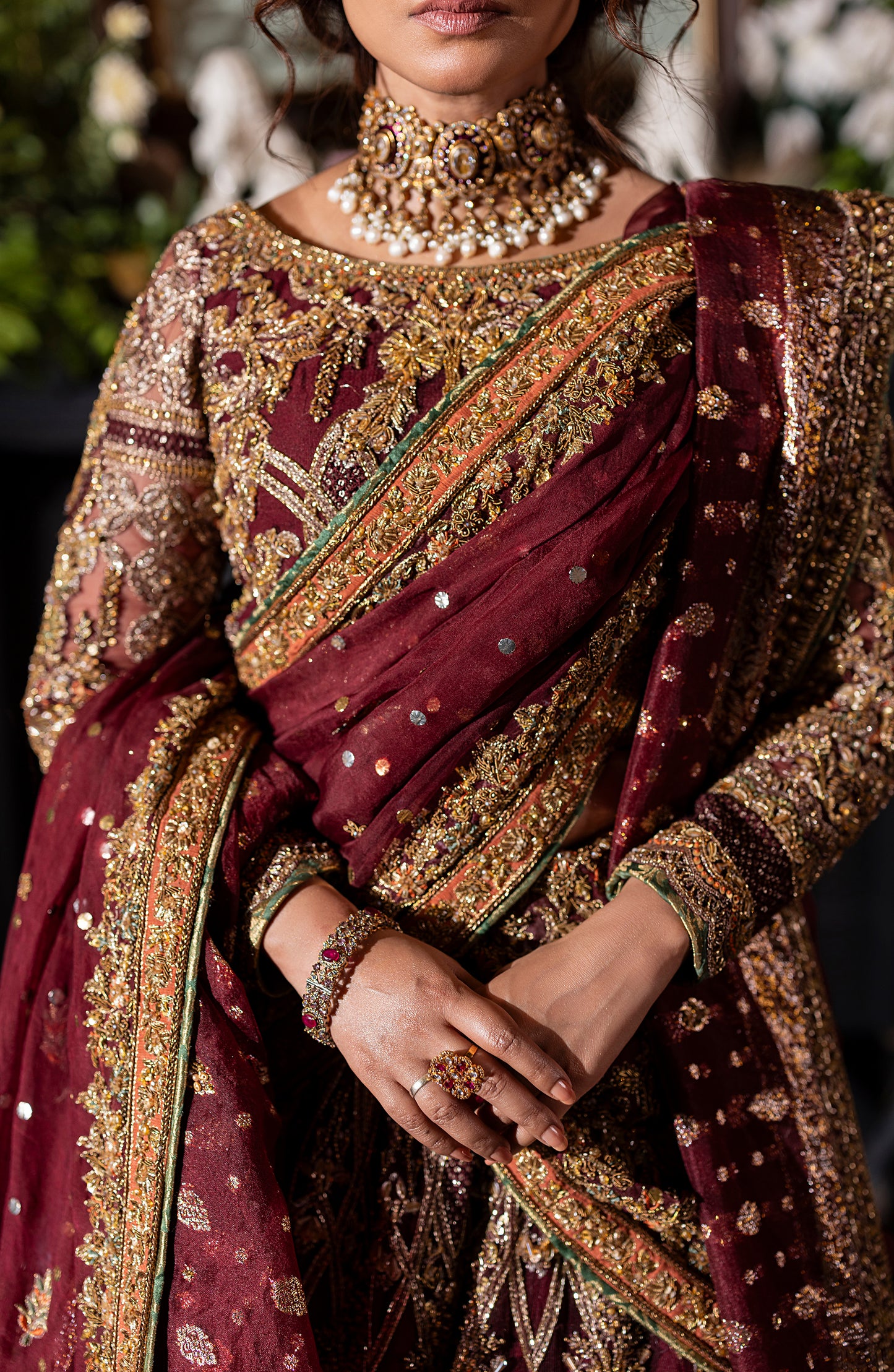 Red Formal Set with Sharara & Dupatta