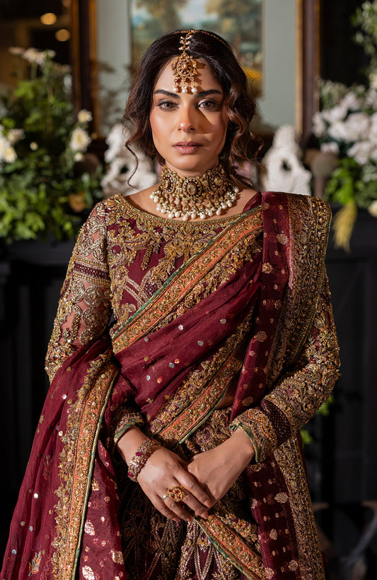 Red Formal Set with Sharara & Dupatta