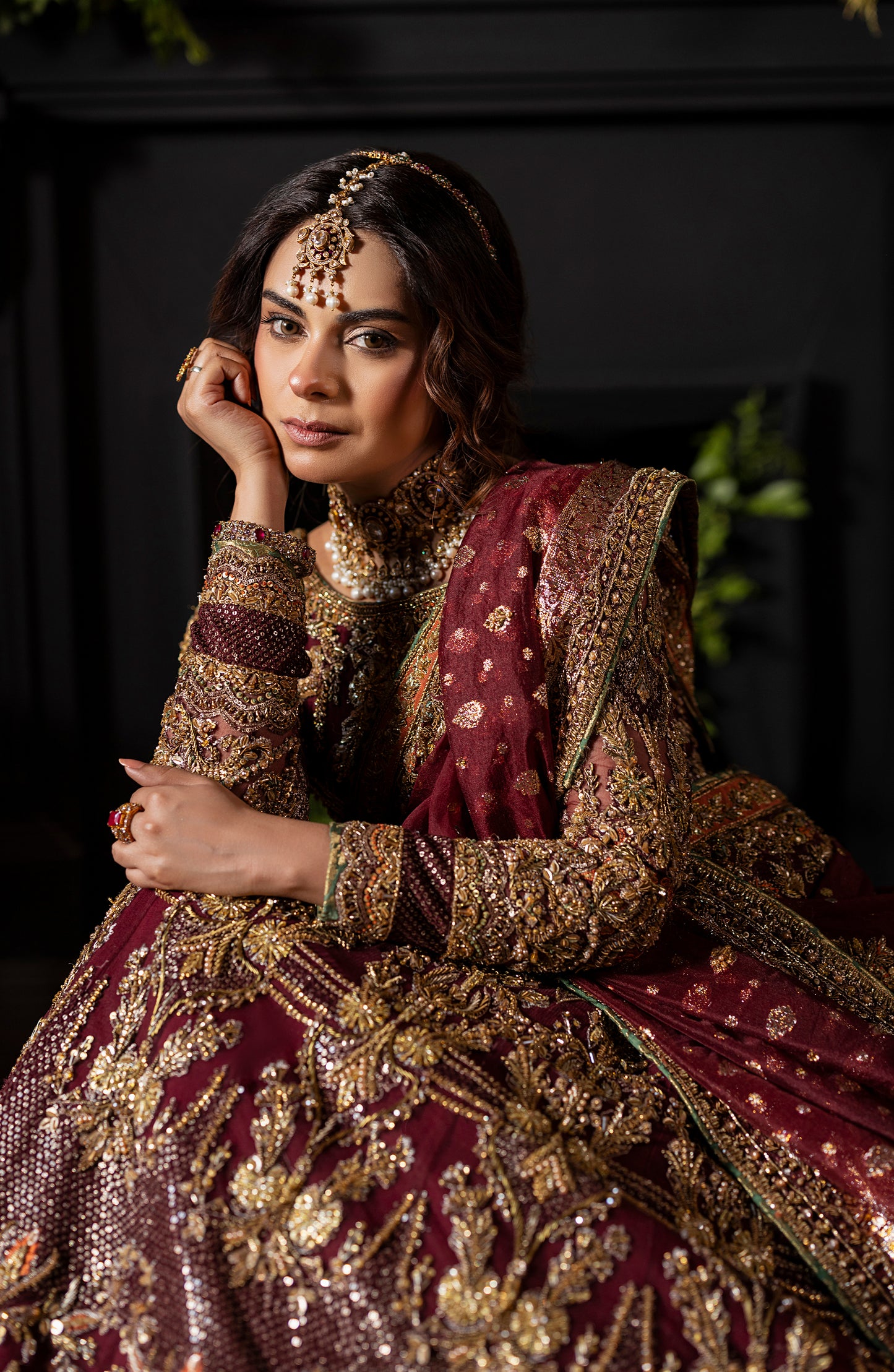 Red Formal Set with Sharara & Dupatta