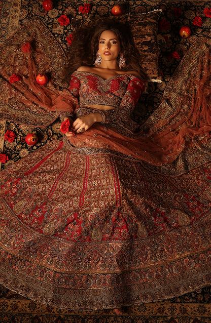 Raqs-e-Gul – Red Bridal Lehenga Set