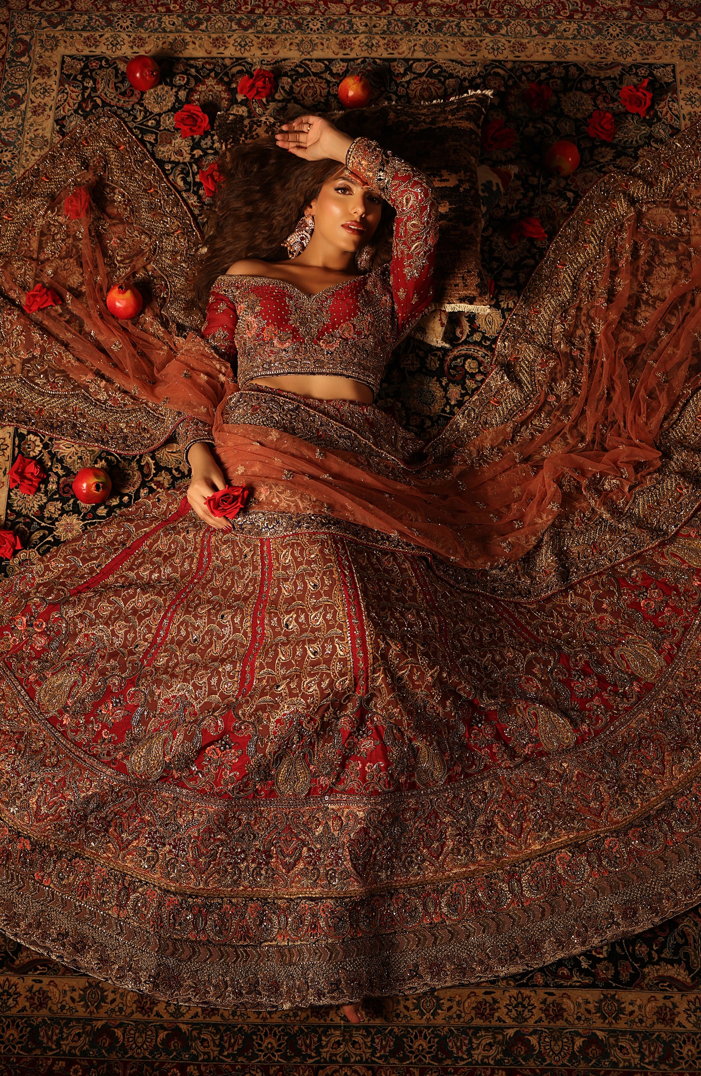 Raqs-e-Gul – Red Bridal Lehenga Set