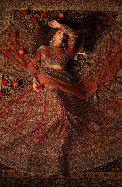 Raqs-e-Gul – Red Bridal Lehenga Set