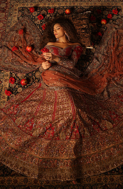 Raqs-e-Gul – Red Bridal Lehenga Set