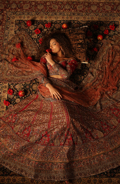 Raqs-e-Gul – Red Bridal Lehenga Set