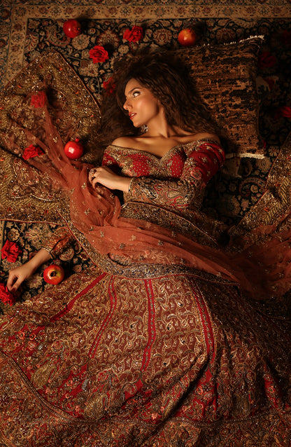 Raqs-e-Gul – Red Bridal Lehenga Set
