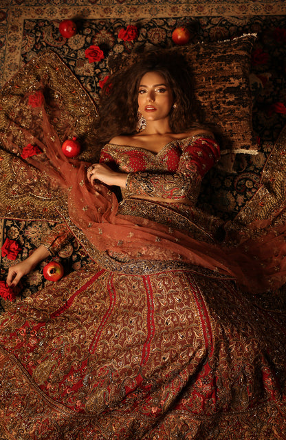 Raqs-e-Gul – Red Bridal Lehenga Set