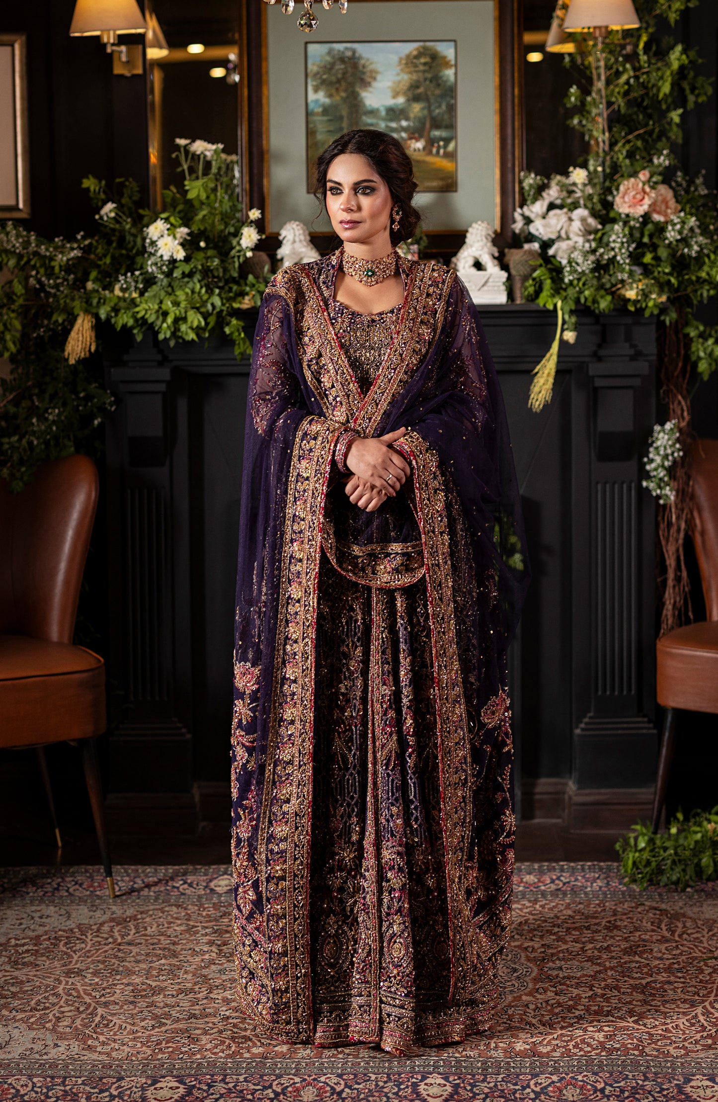 Irish Purple Gown with Lehanga & Dupatta