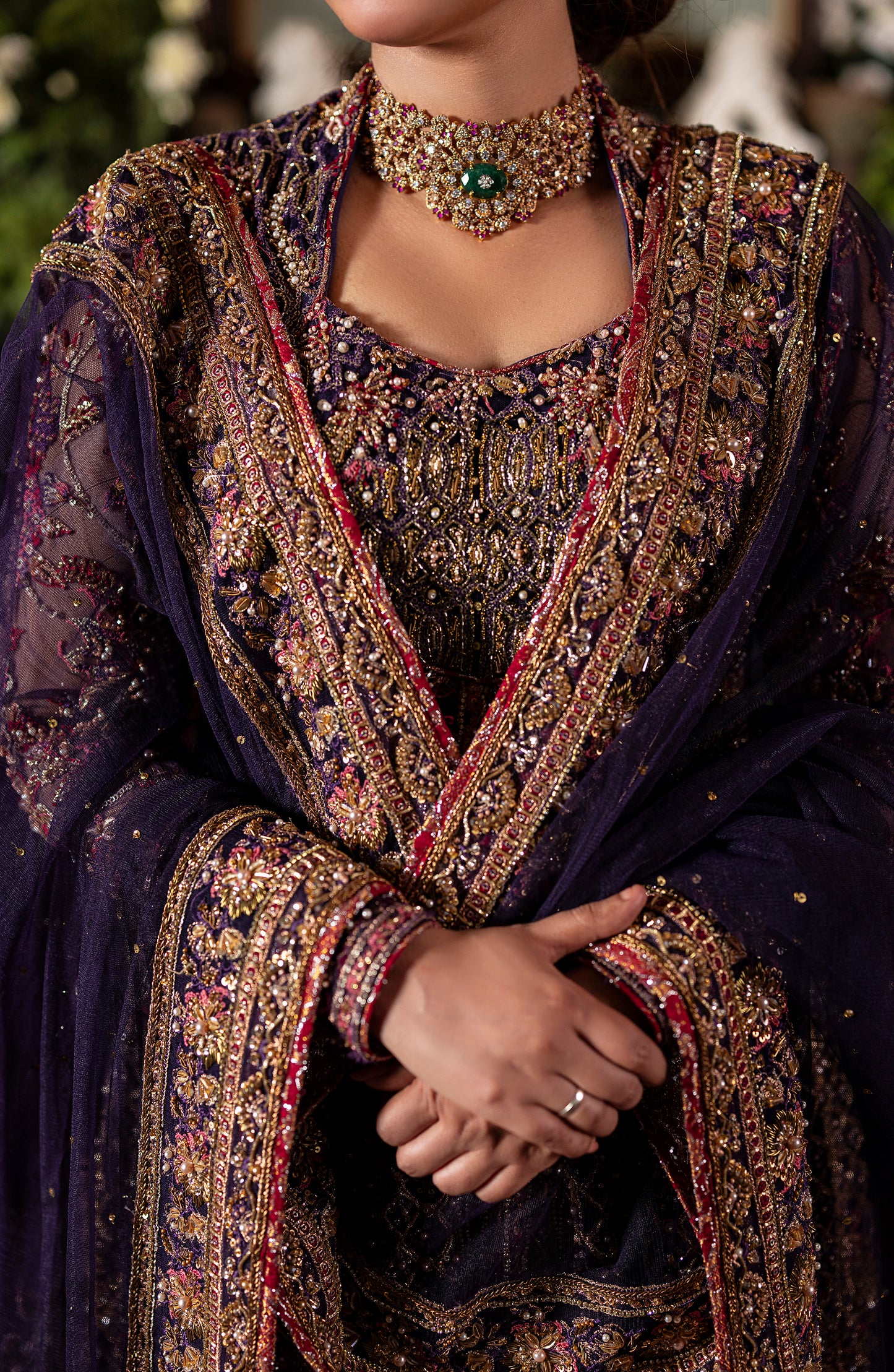 Irish Purple Gown with Lehanga & Dupatta