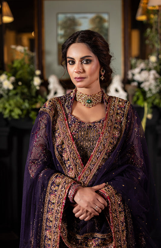Irish Purple Gown with Lehanga & Dupatta