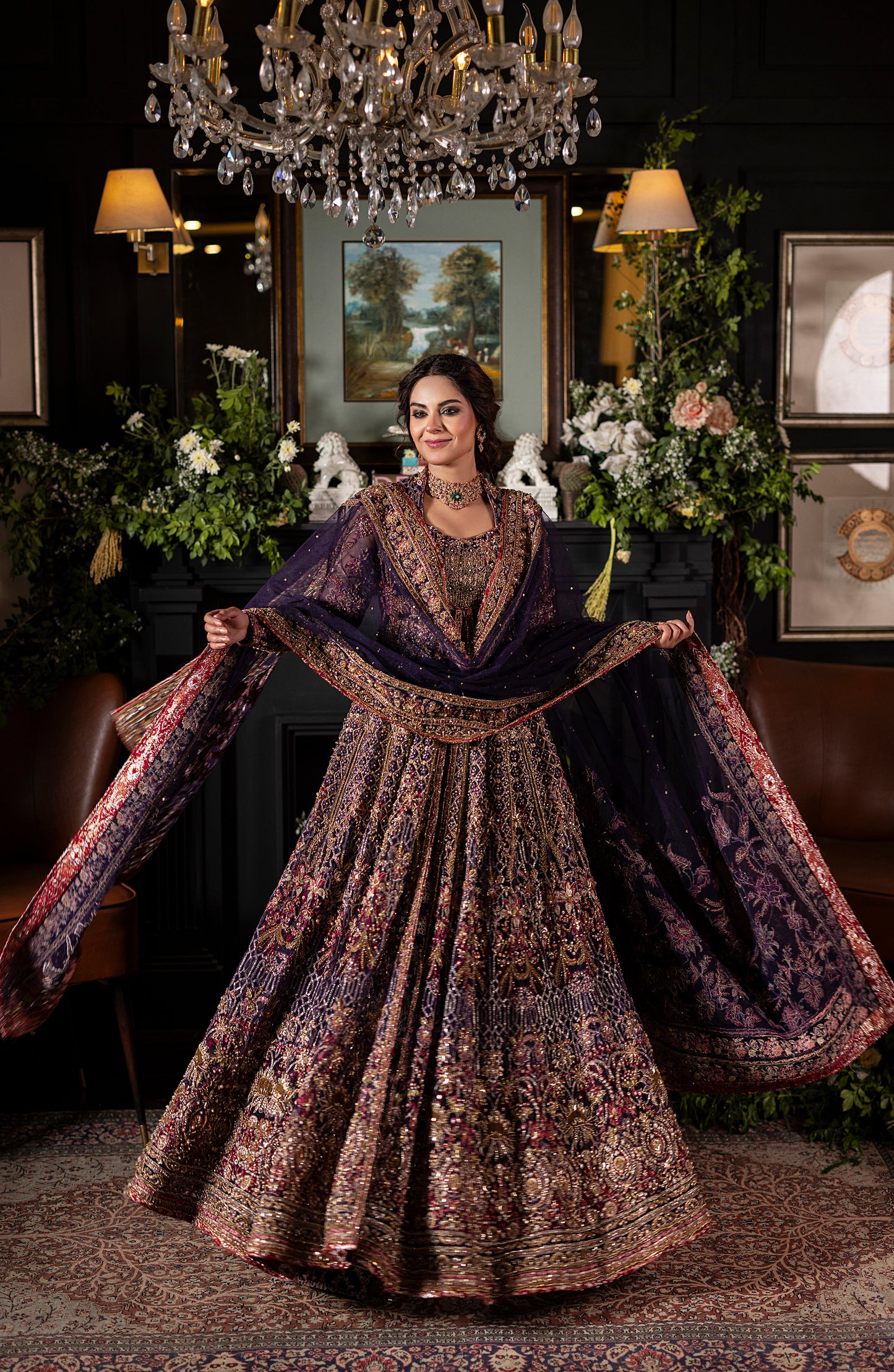 Irish Purple Gown with Lehanga & Dupatta