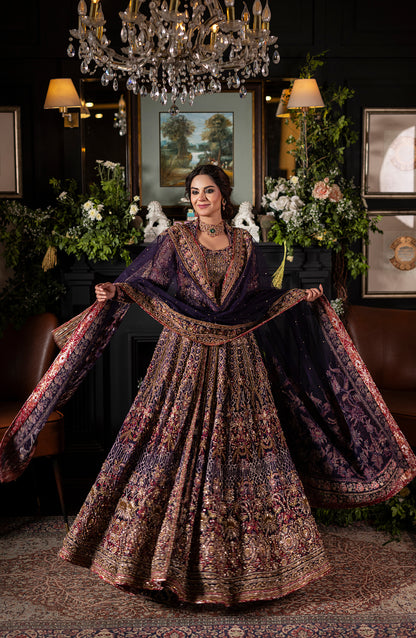 Irish Purple Gown with Lehanga & Dupatta
