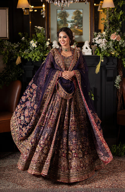 Irish Purple Gown with Lehanga & Dupatta