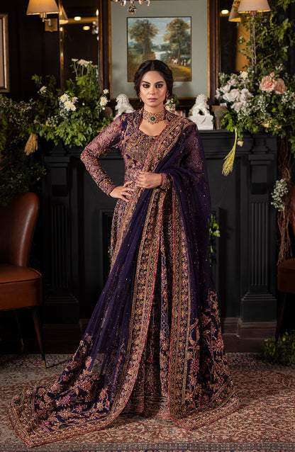 Irish Purple Gown with Lehanga & Dupatta