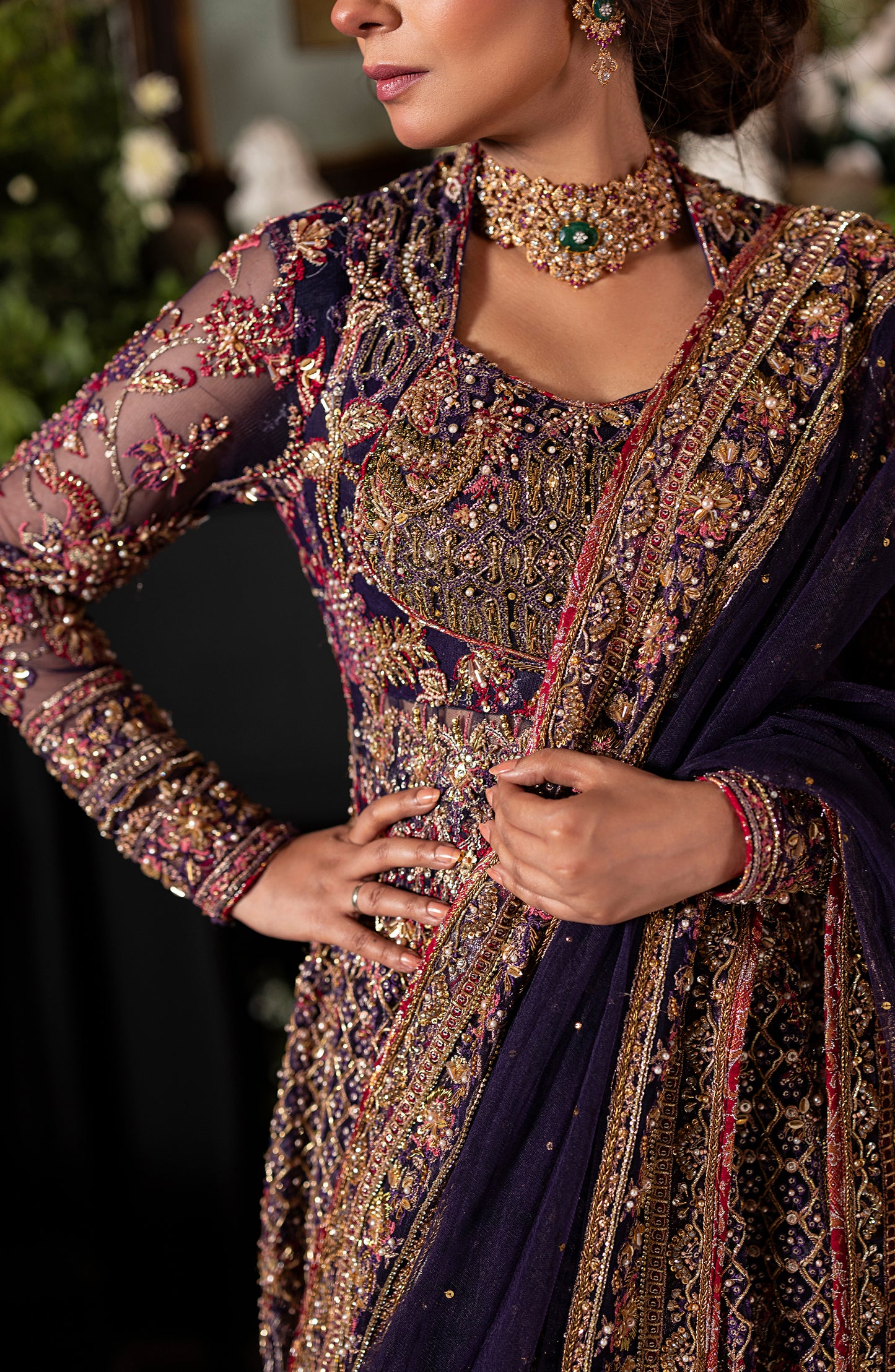Irish Purple Gown with Lehanga & Dupatta