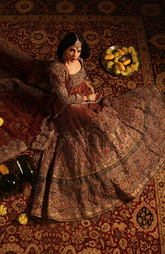 Shalimar Red – Tissue Bridal Ensemble