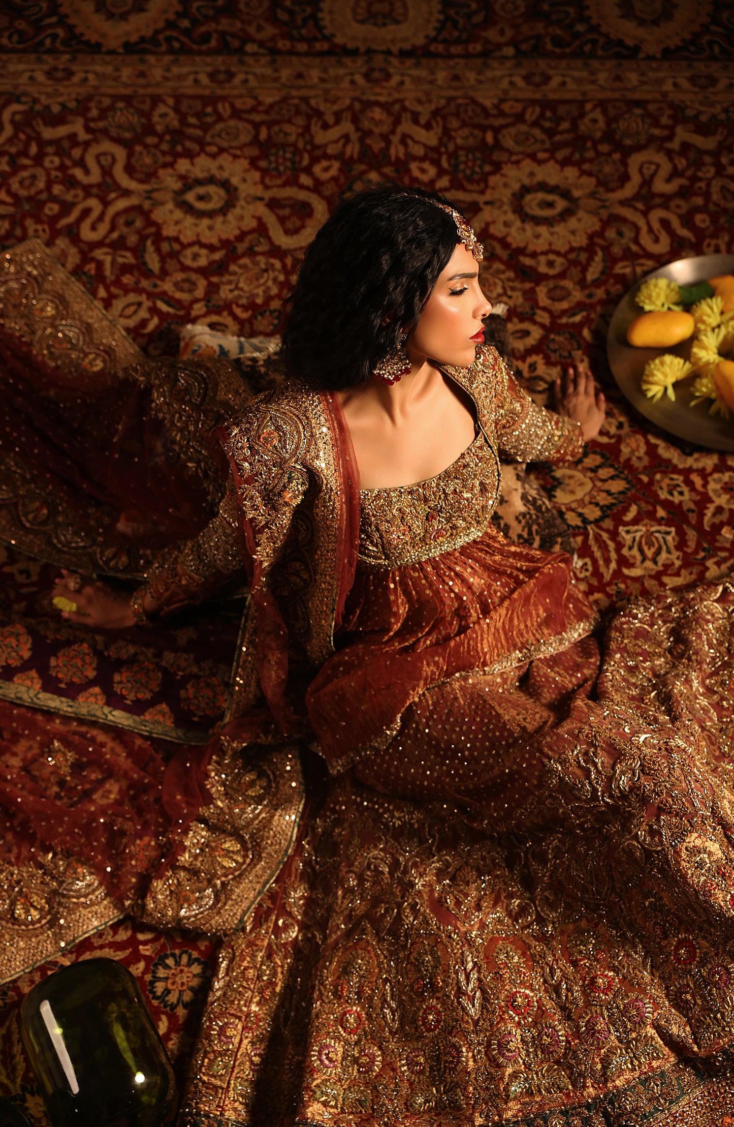 Shalimar Red – Tissue Bridal Ensemble