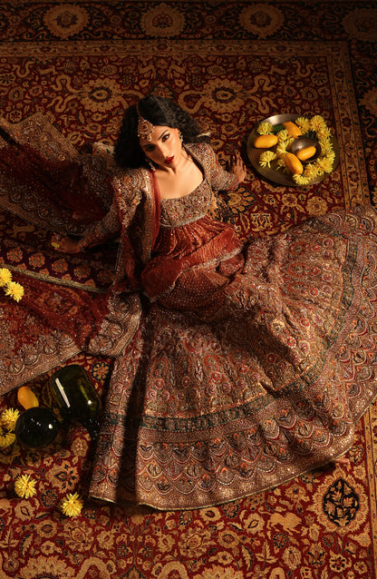 Shalimar Red – Tissue Bridal Ensemble