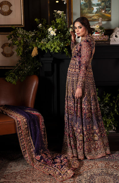 Irish Purple Gown with Lehanga & Dupatta