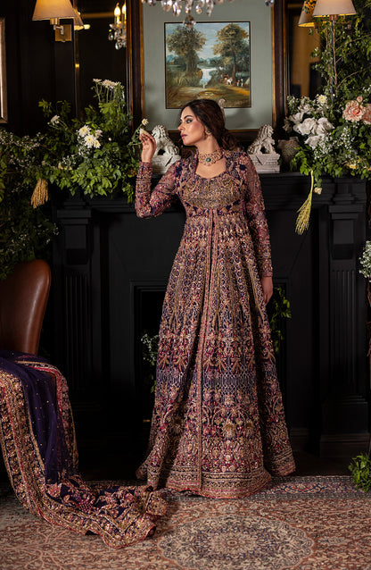 Irish Purple Gown with Lehanga & Dupatta