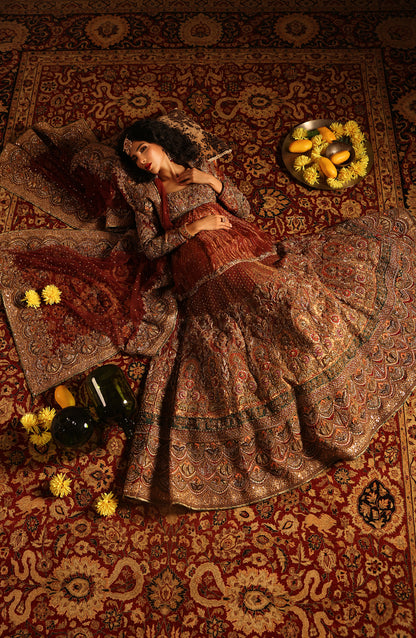 Shalimar Red – Tissue Bridal Ensemble