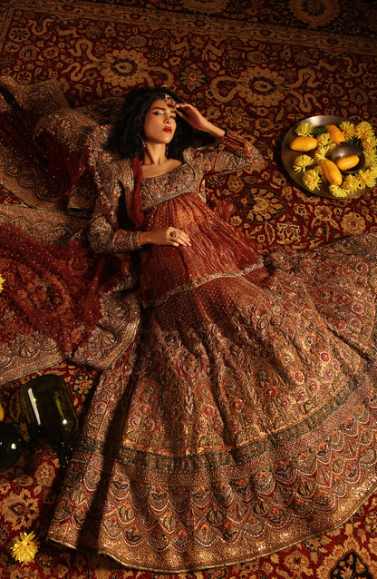 Shalimar Red – Tissue Bridal Ensemble
