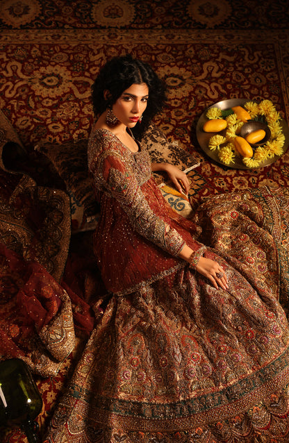 Shalimar Red – Tissue Bridal Ensemble