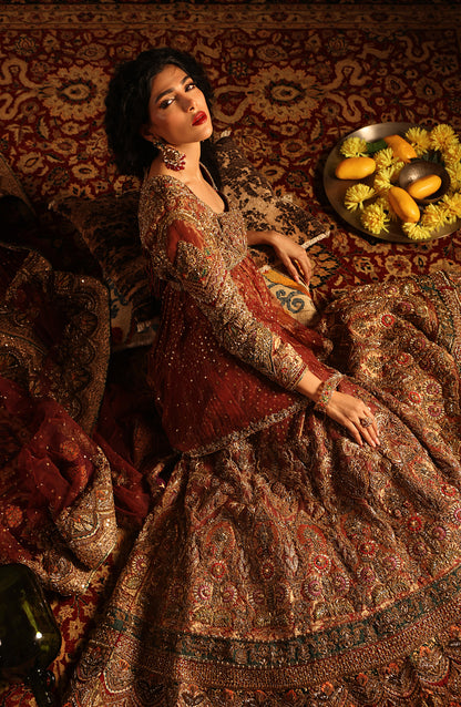Shalimar Red – Tissue Bridal Ensemble