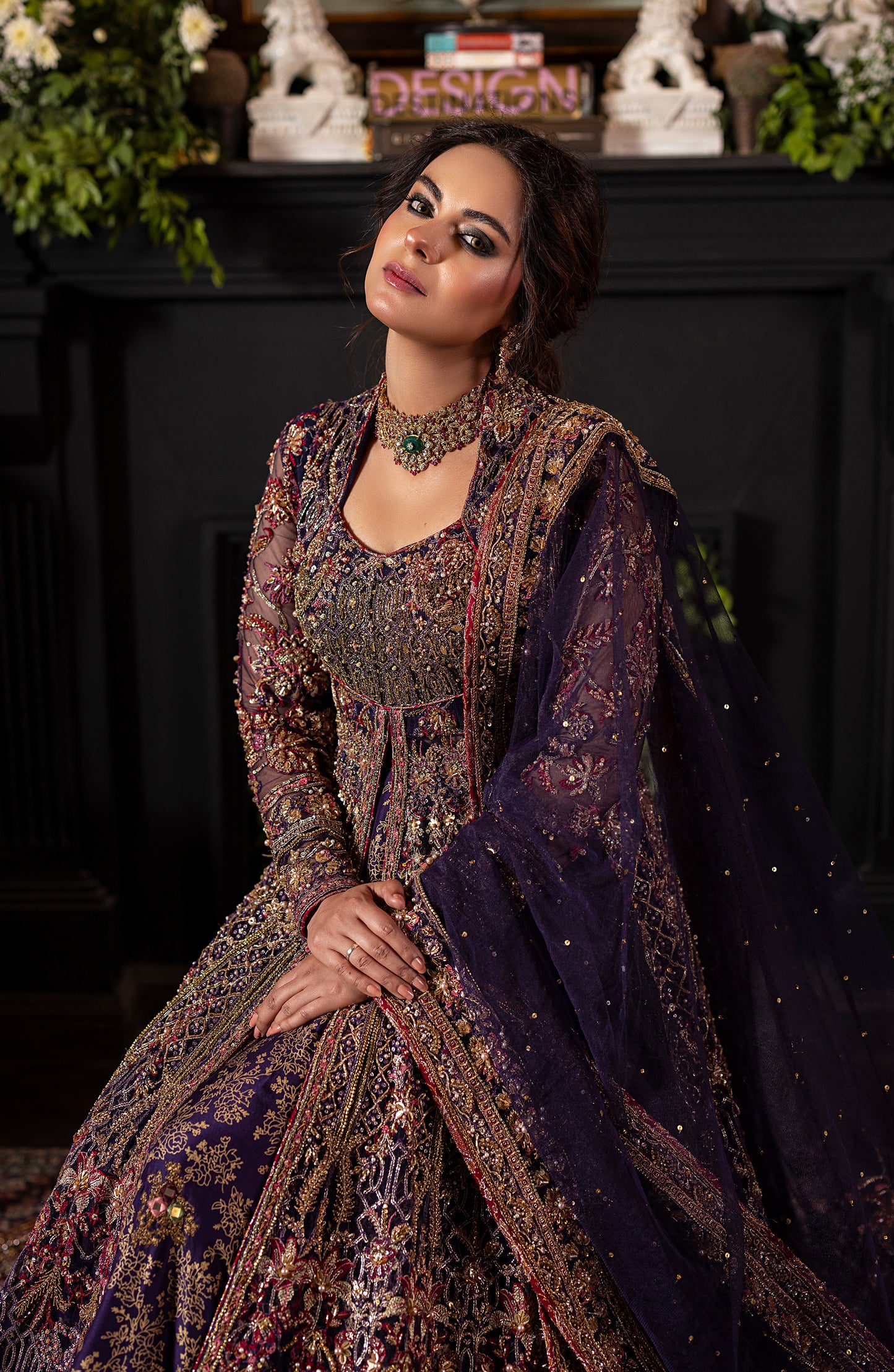 Irish Purple Gown with Lehanga & Dupatta