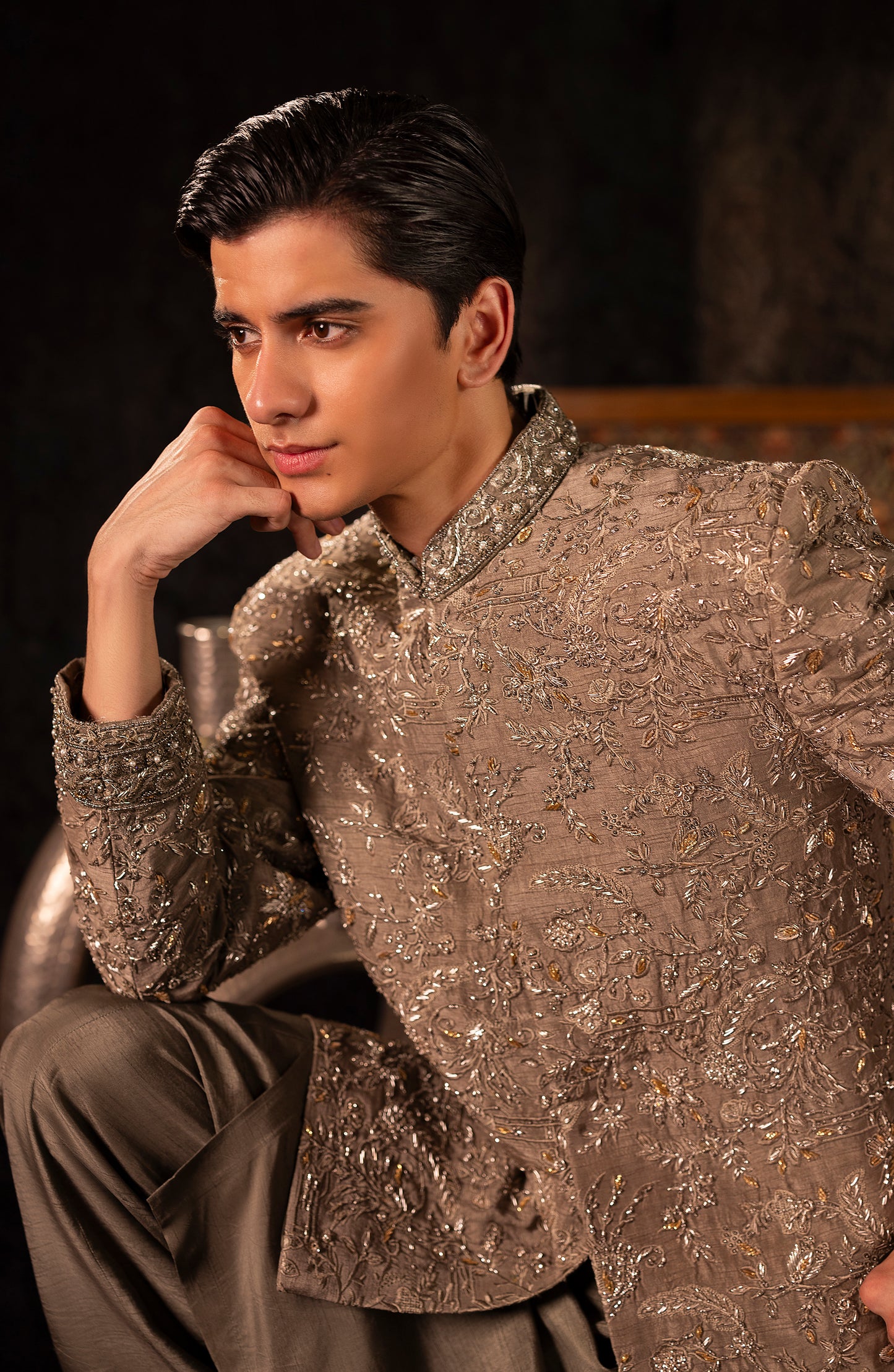 Zaroon – Fossil Grey Sherwani